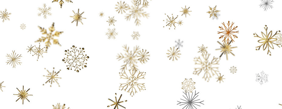 Beautiful scattering of golden snowflakes creating a festive winter wonderland for holiday celebrati