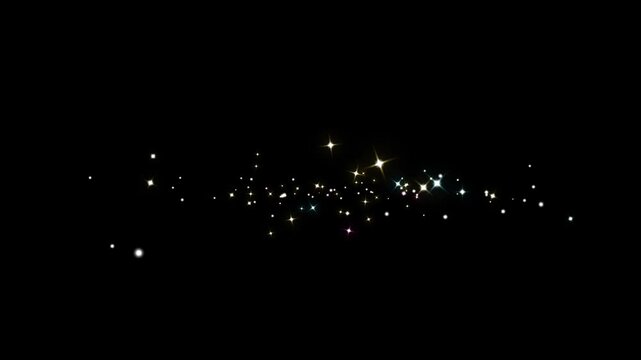 Tiny Golden Sparkling Particles Drifting Across Black Background