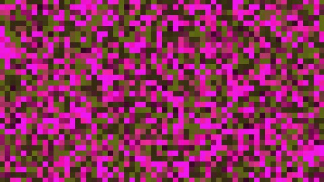 Abstract Pixel Pattern Background With Vibrant Magenta and Olive Green Digital Mosaic Grid