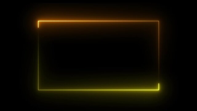 Rectangle border animation glows with luminous neon outlines on dark. Minimalist screen display panels shape the rectangle border. Modern cyber user interface overlays use this rectangle border.