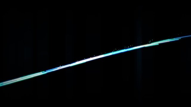 Minimal Blue Glowing Curved Light Streak Sweeping Across Black
