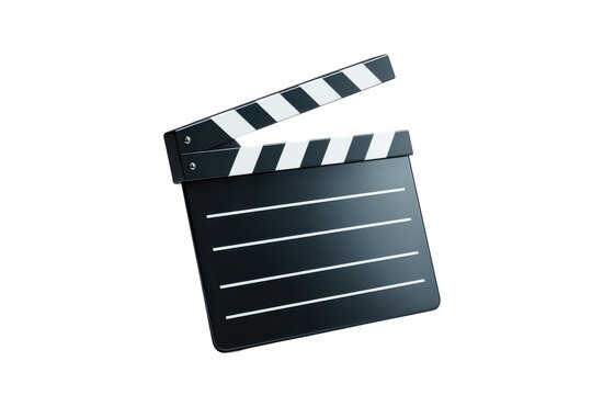 The art of cinematic expression a closer look at the film clapperboard isolated on transparent background. Classic black and white clapperboard for film production isolated on white background.