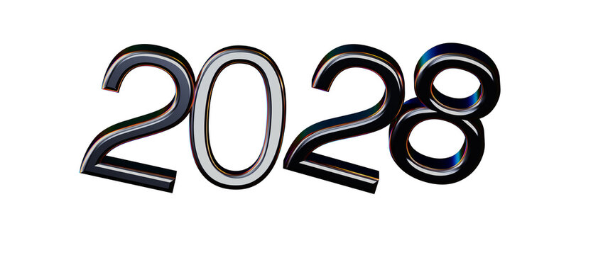 2028 text illustration on white background. Perfect for year-end promotions, new year cel