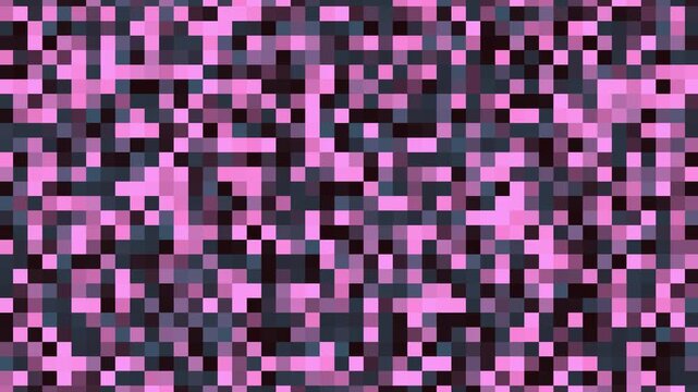 Abstract Pixel Art Background With Pink and Dark Blue Squares Animated Seamless Loop