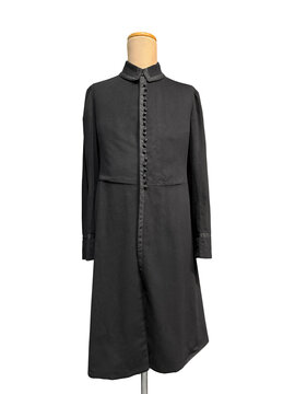 Antique black men's frock coat isolated on white background with clipping path