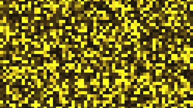 Abstract Yellow and Dark Brown Pixel Grid Background Animation Loop