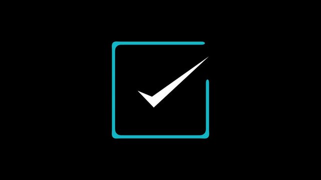 Checkbox animation displays an approved white check mark on dark. Task completion verification confirmation clears through checkbox. Digital form approval selection validates on this active checkbox.