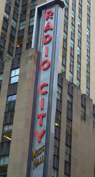 Radio City Music Hall at Rockefeller Center in New York, NY. USA, Completed in 1932, the famous music hall was declared a city landmark in 1978.