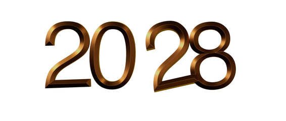 Bold metallic numbers forming 2028, isolated on white background. Perfect for new year th © vegefox.com