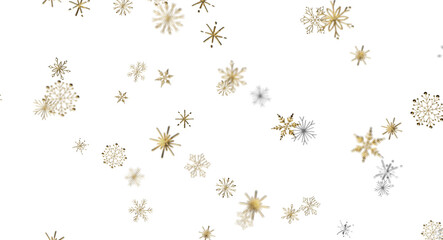 Obraz premium Beautiful golden and silver snowflakes create a festive winter background.
