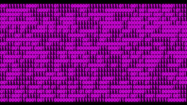 Binary code motion video with green digital matrix data background . Perspective wall of binary code digital pattern background.