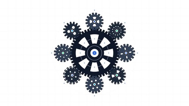Abstract Digital Gear Mechanism Animation