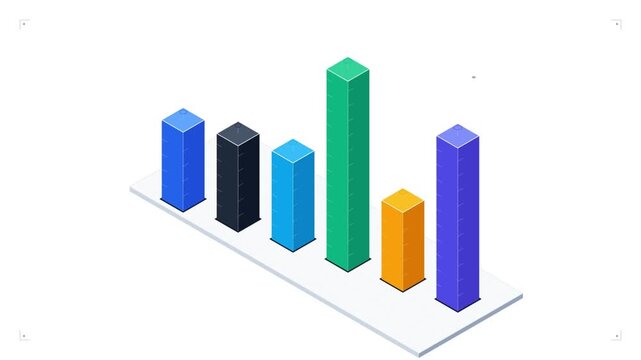 Animated Isometric Bar Graph Adjusting Heights