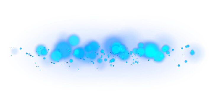 Blue bokeh particles background with glowing scattered dots soft blurred circles luminous sparkle effect dreamy light overlay creative design on transparent PNG