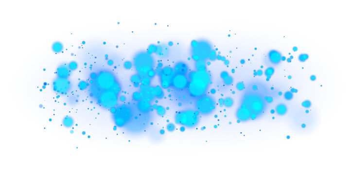 Blue bokeh particles background PNG with glowing scattered dots soft blurred circles luminous sparkle effect dreamy light overlay creative design on transparent