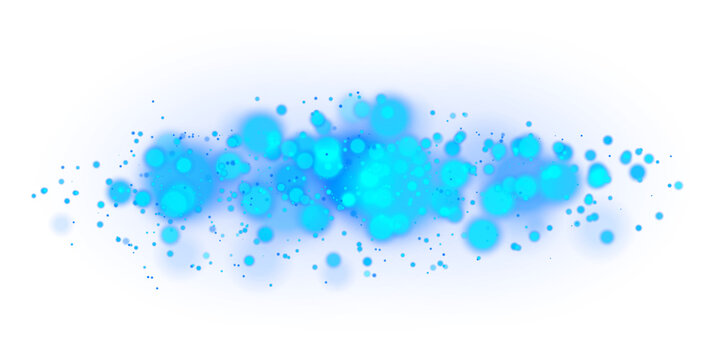Blue bokeh particles abstract background with glowing scattered dots soft blurred circles luminous sparkle effect dreamy light overlay creative design on transparent PNG