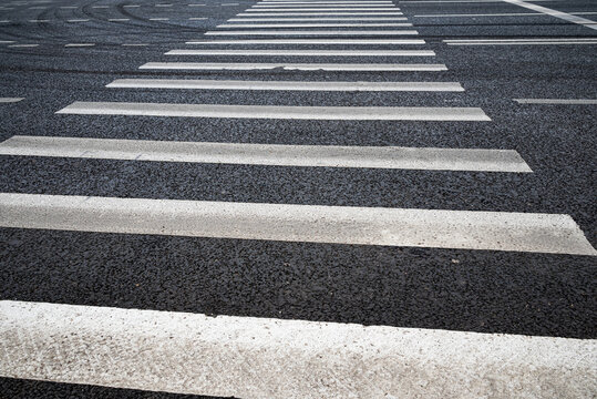Asphalt road with a zebra crossing