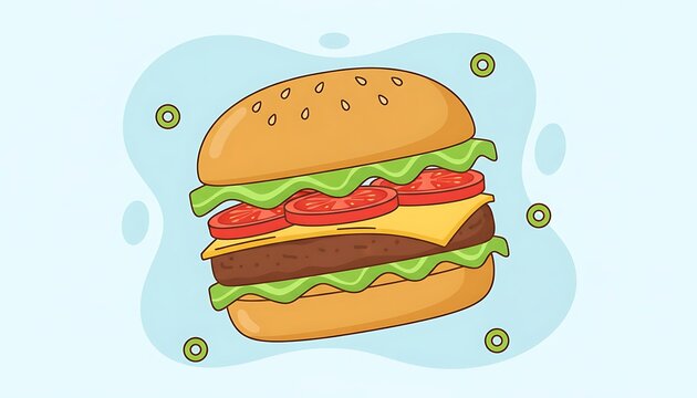 Delicious cheeseburger with lettuce and bacon
