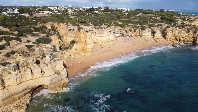 Aerial view of Praia da Coelha beach on the Algarve coast