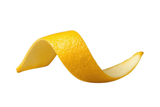 Single curled strip of lemon peel