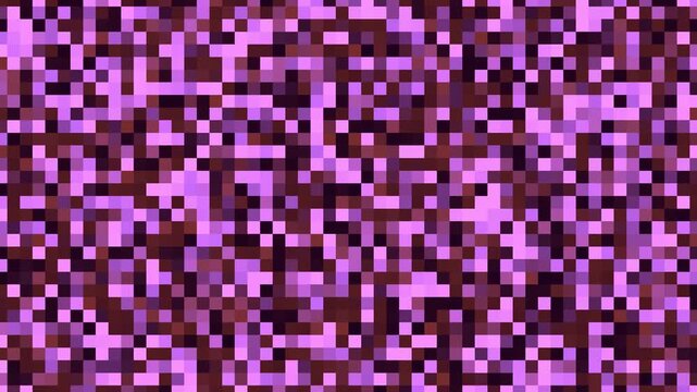 Abstract Pixel Grid Motion Background With Purple and Dark Brown Blocks, Digital Animation