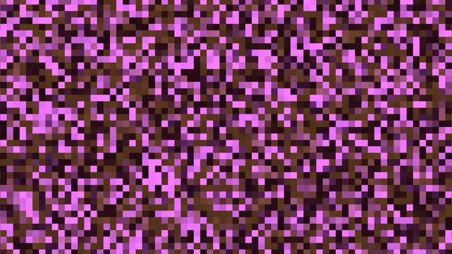 Abstract Pixel Pattern Background With Shifting Pink and Brown Mosaic Squares and Noise Effect