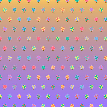 Colorful Seamless Lollipop Pattern on Purple Gradient Background