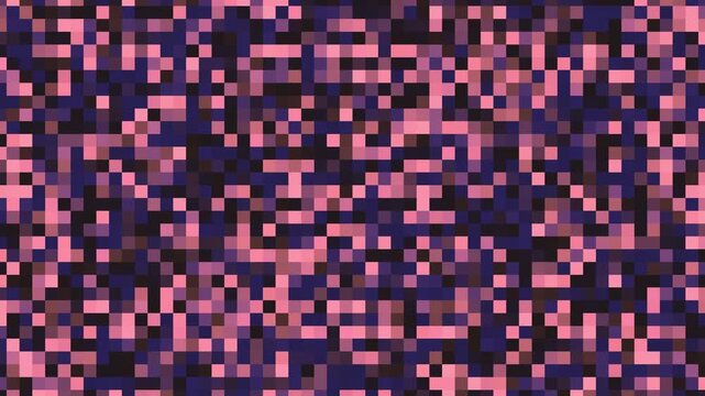 Abstract Digital Pixel Background With Pink and Dark Blue Dynamic Glowing Pattern