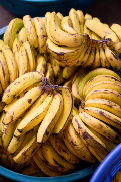 riped bananas in a basket