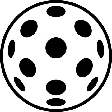 Floorball ball. Perforated sports ball. Floorball equipment. Monochrome minimalist design