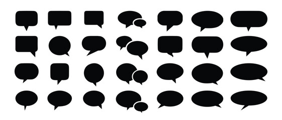 Fototapeta na wymiar Big set of black speech bubbles. Collection of speech balloons, chat bubbles, and dialog boxes on white background. 