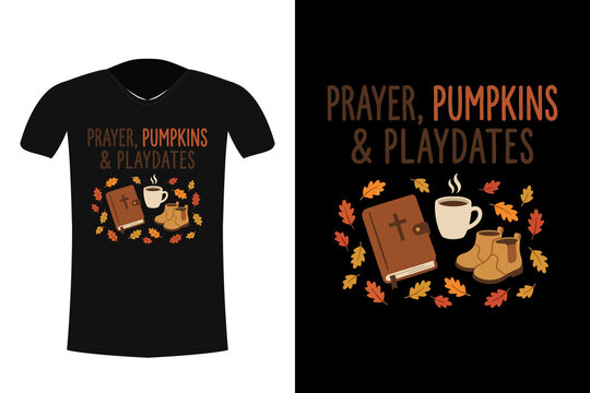 prayer pumpkins and playdates autumn christian t shirt design