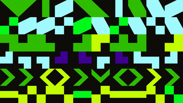 Green geometric pattern with arrow chevron and diamond shape on black background for design