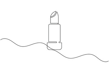 Obraz premium Lipstick tube icon continuous one line drawing minimalist salon cosmetic outline vector illustration