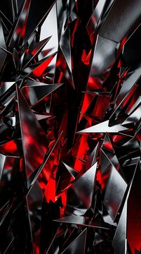 Abstract dark and red sharp shards background with red black