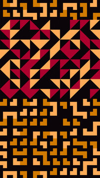 Vibrant triangle mosaic pattern with maroon orange tan and black shape arrangement for vertical background design