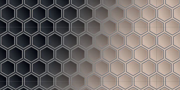 Abstract dark and bronze gradient background with a structured honeycomb grid pattern geometric grid bronze texture hexagon tiles gradient effect seamless pattern metallic texture repeating hex