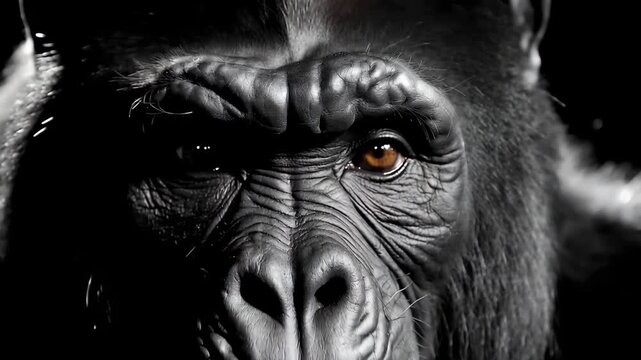 Gorilla on Black Background