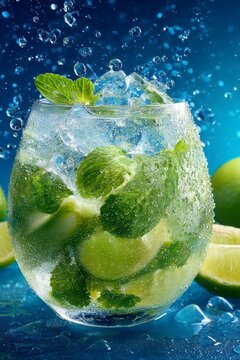 Refreshing Mojito Cocktail with Fresh Mint and Lime Slices