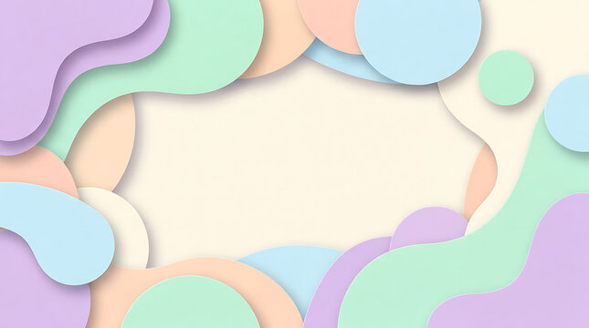 Pastel paper cutout layered abstract frame background with pastel colors paper craft colorful layers paper art cutout shapes geometric layers