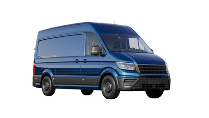 Blue panel van with tinted windows, isolated on transparent background © Petra