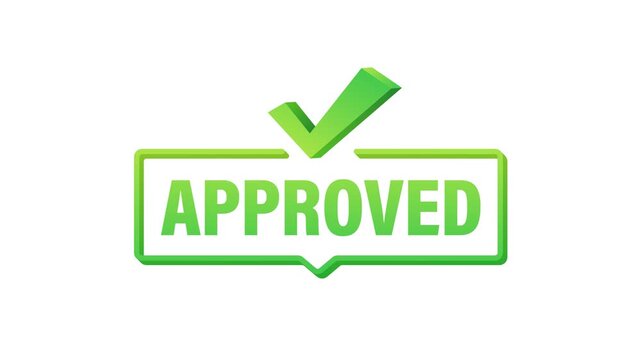 Approved green check mark sign animation