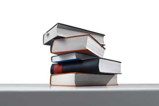  Stack of colorful books isolated on white background
