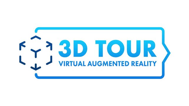 Animated 3d tour virtual augmented reality icon