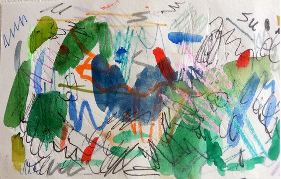 Abstract Hand Painted Mixed Media Texture with Watercolor and Pencil