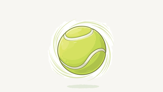 Vibrant Green Tennis Ball with Dynamic Motion Lines on White Background
