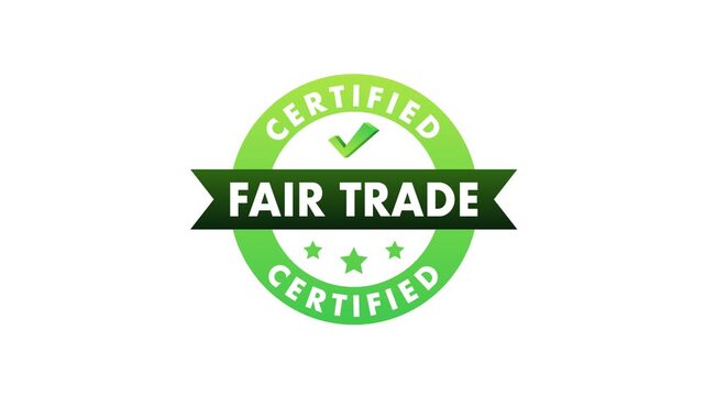 Fair trade certified green badge animation