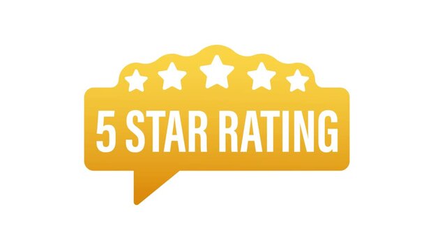 Golden five star rating speech bubble animation