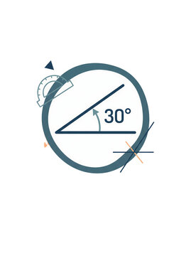 Mathematics corner logo with 30 degree angle and protractor, education and learning concept
