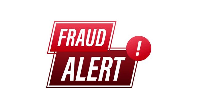 Fraud alert animated red banner notification icon